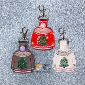Christmas Ugly Sweater Vinyl Keychain | Key Fob | Backpack Charm | Purse Charm | Zipper Pull | Luggage Tag | Embroidered Vinyl