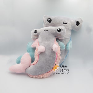 Hammerhead shark Hammer Shark Sea Creature Minky Plush Stuffie, Personalized Embroidered Handmade Stuffed Cuddle Gift