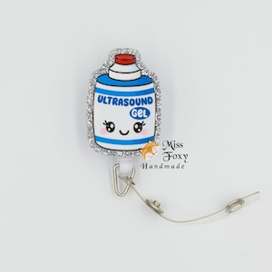 Cute Ultrasound Gel Badge Reel ID holder | Retractable ID Badge | Ultrasound Tech Badge Holder | Nurse Badge | Funny Therapy