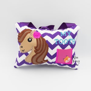 Oreiller de fée des dents de petit poney | Sac à dents personnalisé | Oreiller de dent perdue | Accroche-porte de fée des dents | Poche à dents rembourrée en peluche