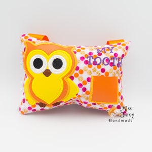 Oreiller de fée des dents perdues chouette | Sac à dents personnalisé | Oreiller de dent perdue | Accroche-porte de fée des dents | Poche à dents rembourrée en peluche