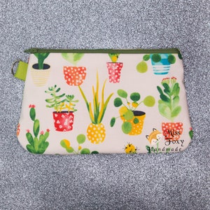 Verschiedene Kakteen Pflanzenstoff innen gefüttert Reißverschluss Clutch Bag (9x5,5) | Stiftetasche | Schulanfang | Kosmetiktasche | Kosmetiktasche