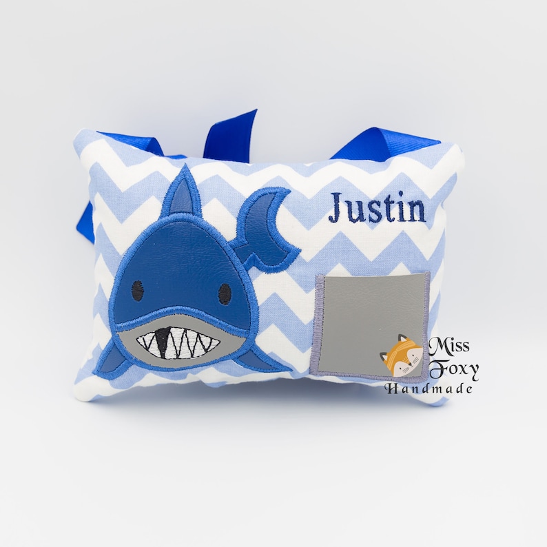 Whimsical Shark Tooth Fairy Pillow - Personalized Keepsake for Little Smiles! image 1