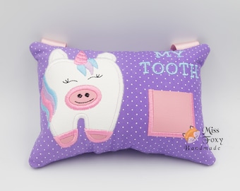 Cute Unicorn Lost Tooth Fairy Pillow | Personalized Tooth Bag | Lost Tooth Pillow  | Tooth Fairy Door Hanger | Plush Stuffed Tooth Pocket