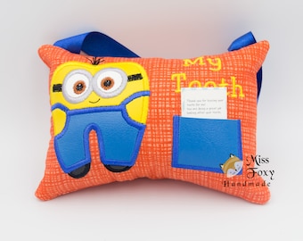 Tiny Yellow Henchmen My Lost Tooth Fairy Pillow for Girl | Personalized Tooth Bag | Tooth Pillow  | Fairy Door Hanger | Plush Stuffed Pocket