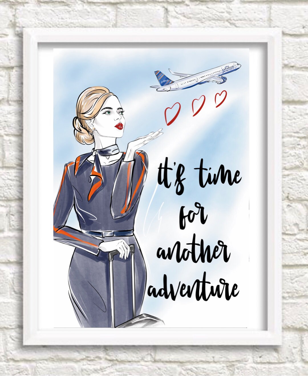 Jetblue Flight Attendant Travel Print - Etsy Israel