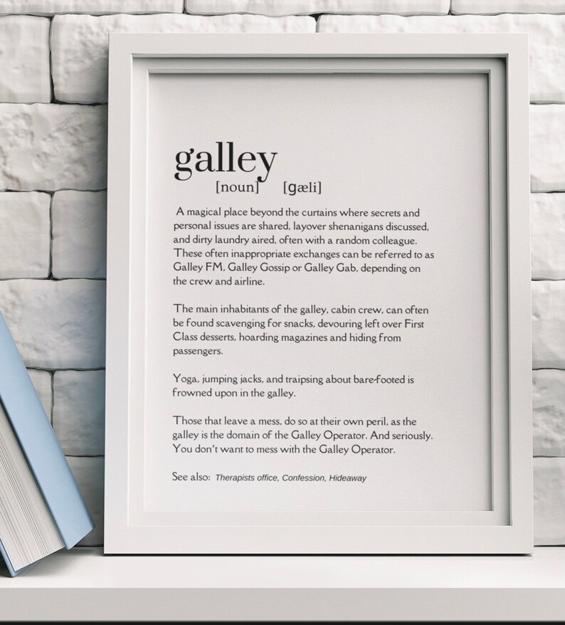 Galley Dictionary Definition Print Cabin Crew Gift Etsy