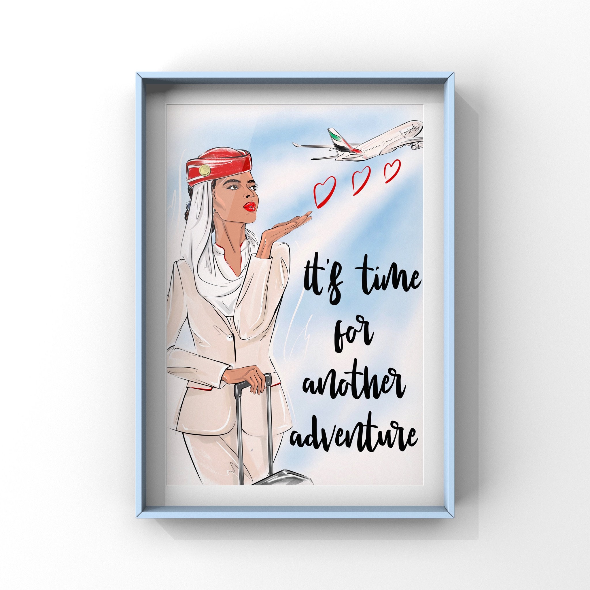 Emirates Stewardess Reisafdruk - Etsy België