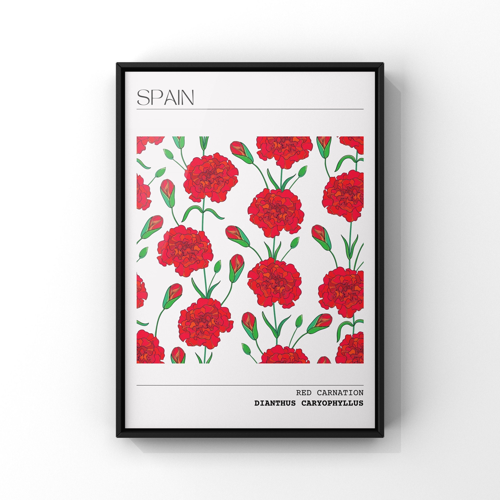 Buy Flowers of the World Travel Print Spain Red Carnation Online in India Etsy