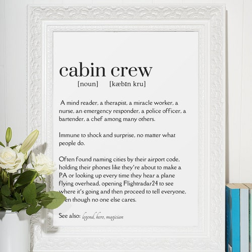 Cabin Crew Definition Print Cabin Crew Gift Cabin Crew Etsy UK