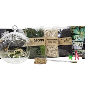 Terrarium Starter Kit DIY with Round Glass 6'' - Gift Set