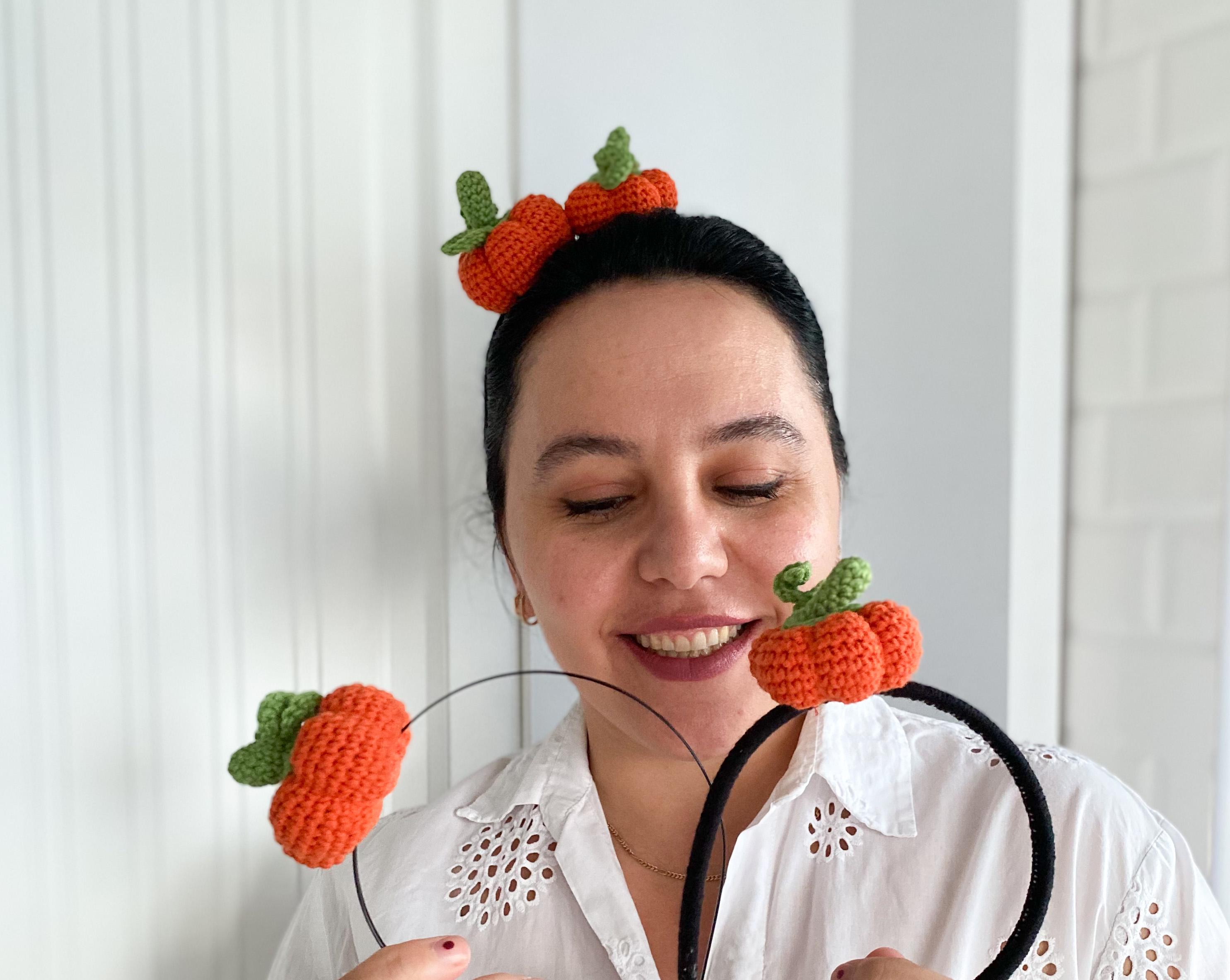 Fall Pumpkin Headband Halloween Autumn Sweater Party Accessory Fall Pumpkin Headband, Halloween Costume Hair Accessories  main image 3