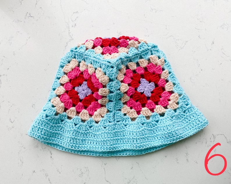 Ready to Ship Beanie Granny Square Colorful Crocheted, Cotton Knit Cap, Cozy Patchwork Hippie Hat,Unisex Valentines Gift for Her, Him zdjęcie 10