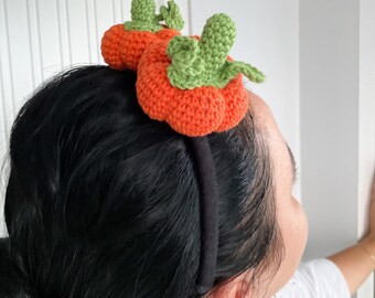 NAUZE Halloween Kürbis Stirnbänder – 2 Stück, Orange Mit Grünen Blättern, Aus Vliesstoff, Für Kostüme & Partys