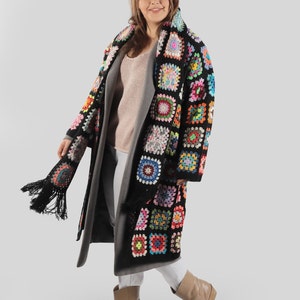 Ready to Ship Crochet Cardigan, Women Boho Coat, Patchwork Hippie Spring Jacket, Afghan Handmade Knit Sweater, Gift for Her, Mom, Him image 5