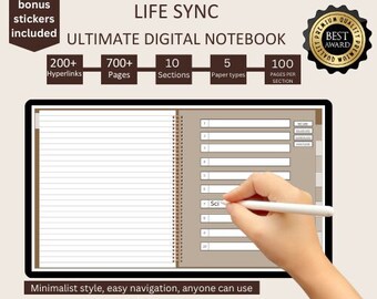 digital notebook, lifesync notebook, digital download, Goodnotes notebook, hyperlinked notebook,