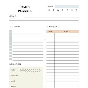 Daily Planner Digital Download - Digital Daily - Printable Planner - Letter Size - Minimalist - Organize