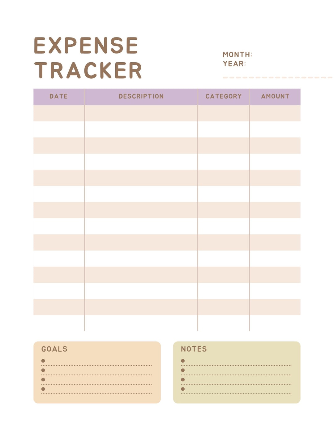 Personal Expense Tracker | Budget Planner Printable | Monthly Spending
