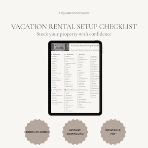 Airbnb Setup Checklist | Vacation Rental Essentials | Airbnb Host Shopping List | Printable PDF
