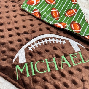 Football Personalized Baby Boy Crib Blanket | Personalized Lovey Sports Blanket | Pacifier Blanket | New Born Baby Gift | Baby Shower Gift |