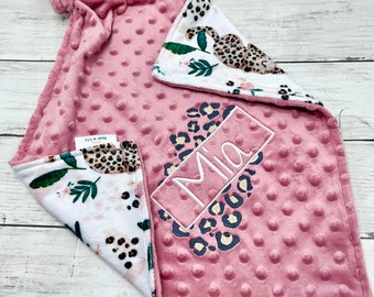 Leopard Cheetah Personalized Baby Crib Blanket | Animal Lovey Blanket | Wild One | New Born Baby Girl Gift | Cheeta Baby Shower Gift
