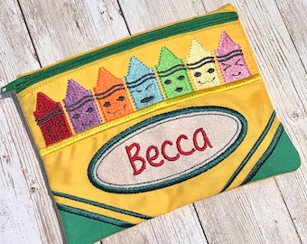 Personalized Pencil Pouch | Custom Pencil Case | Back to school SMALL Zipper Pouch |  Kids Pencil Box | Girl’s Pencil Case - Crayon Zipper