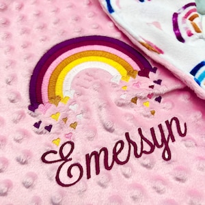 Manta de bebé personalizada arco iris / manta amorosa personalizada / / regalo de bebé recién nacido / regalo de baby shower / niña arco iris amoroso