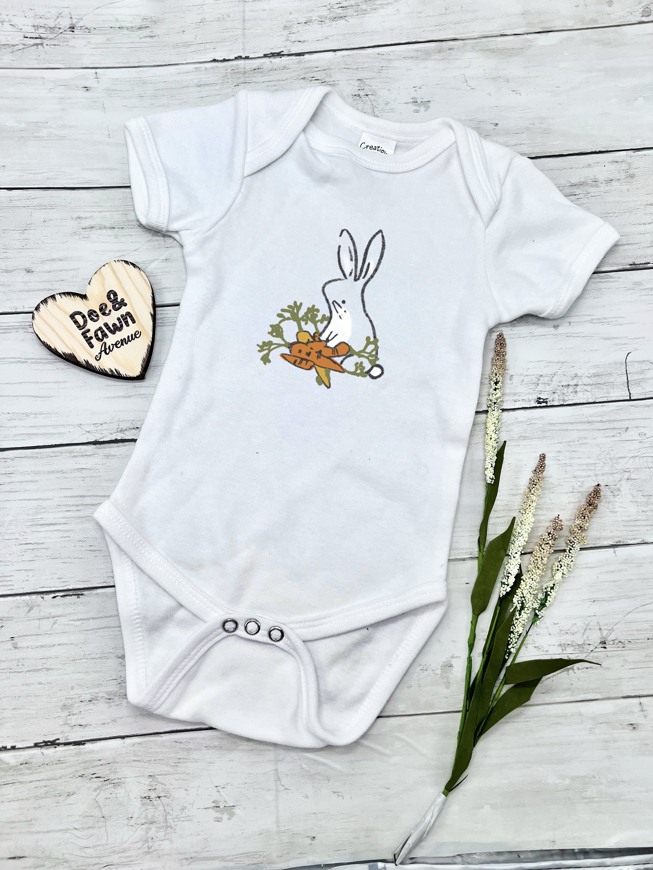 Rabbit Baby Shirt | Bunny and Carrot One Piece | Easter Body Suit ...