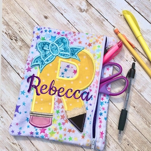 Embroidered Personalized Pencil Pouch | Custom Pencil Case | Back to school Small Zipper Pouch |  Kids Pencil Box | Girl’s Pencil Case