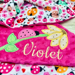 Lady Bug Personalized Baby Blanket | Personalized Lovey Blanket | New Born Baby Gift | Baby Shower Gift | Baby Girl Lady Bug Lovey