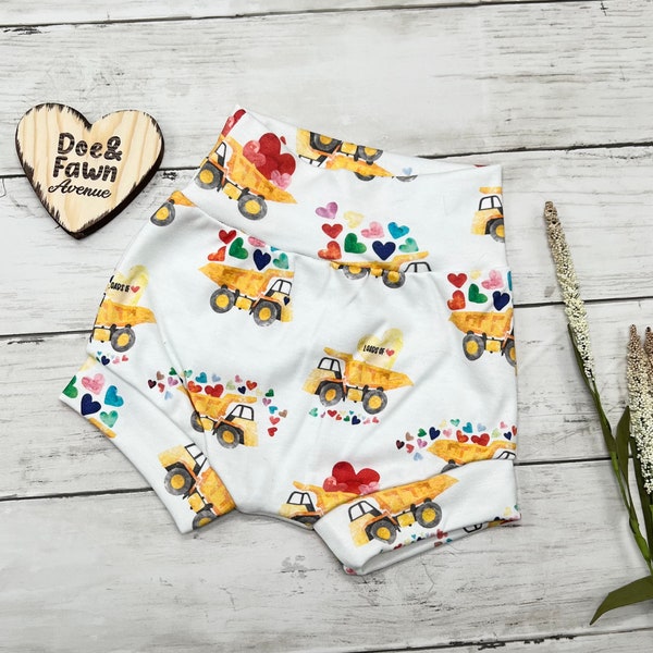 Spread Love Construction Truck Bummies | Baby Boy Outfit| Rainbow Dump Truck Bummies | Baby Boy Shorts | Toddler Outfit | New Born Outfit