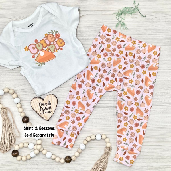 Thanksgiving Pumpkin Pie Baby Outfit | Baby Girl Thanksgiving Outfit | Cutie Pie Baby Leggins | Turkey Baby Leggings| Fall Toddler Outfit