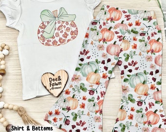 Halloween Pumpkin Bell Bottoms Girl Outfit | Baby Girls Halloween Outfit | Fall Bell Bottoms | Pumpkin Thanksgiving outfit | Toddler Outfit