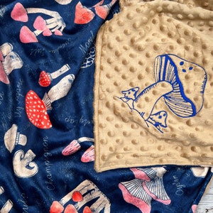 Tan Mushroom Personalized Baby Crib Blanket | Personalized Lovey Blanket | Pacifier Blanket | New Born Baby Gift | Baby Shower Gift
