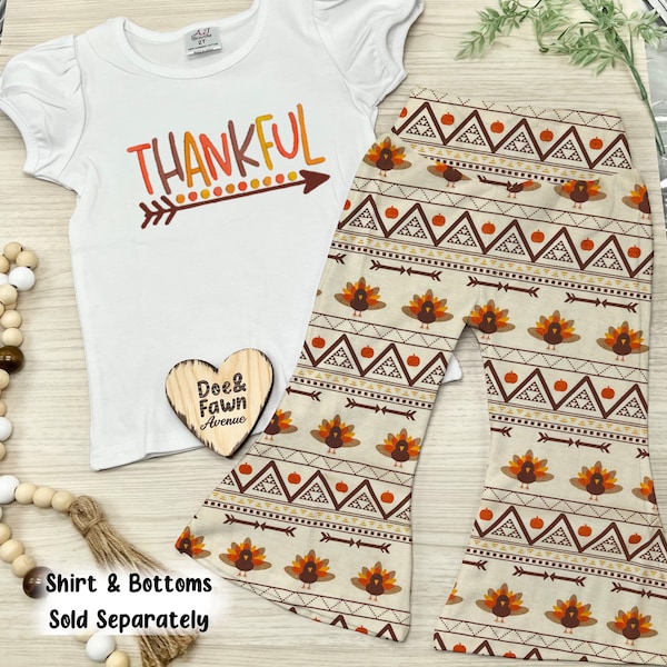 Thanksgiving Pumpkin Bell Bottoms Girl Outfit | Baby Girls Fall Outfit | Fall Bell Bottoms | Thanksgiving Girls outfit | Toddler Outfit