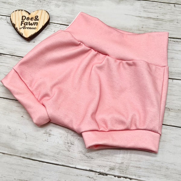 Mauve Pink  High Waisted Bummies | Pink Shorties, Baby Bloomers, Toddler Skirts, Baby Skirts, Baby Shorts, Diaper Cover,  Bummies