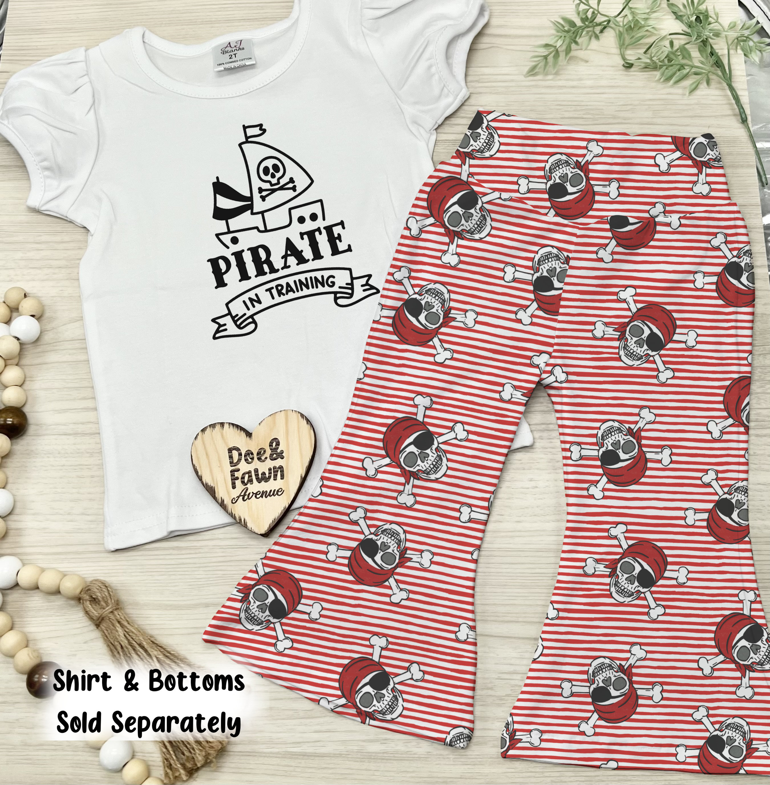 Red Striped Pirate Flared Pants Girl Outfit Baby Buccaneer Flared Bell Bottoms Toddler Gasparilla Outfit