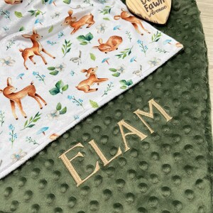 Deer Personalized Baby Crib Blanket | Personalized Baby Boy Blanket | New Born Baby Gift | Baby Shower Gift | Deer Woodland Lovey |