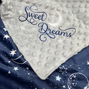 Space Personalized Baby Crib Blanket | Moon & Stars Personalized Lovey Blanket | Pacifier Blanket | New Born Baby Gift | Baby Shower Gift -