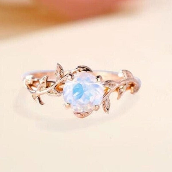 Round Moonstone Ring In 925 Sterling Silver - Ethnic Boho Vintage Ring, Delicate Tribal Gypsy Style Jewelry - View #10