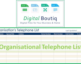 Digital Download: Organisational telephone list - Company telephone list