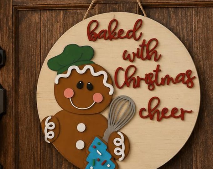 Handcrafted Wooden Christmas Sign | Gingerbread Baker, Holiday Kitchen Decor