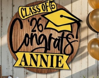 Personalized Congrats Graduation Door Hanger – Custom Name & Class Year Sign – Senior Front Door Decor