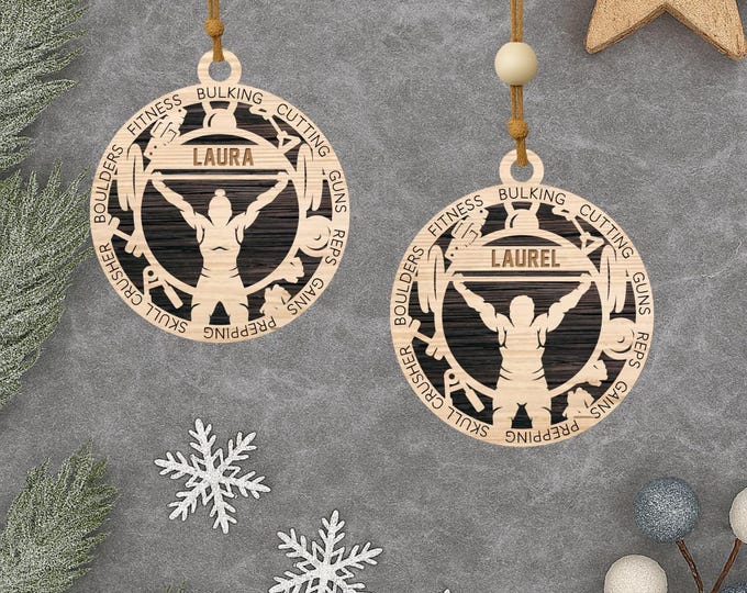 Personalized Weightlifting Ornament | Custom Male or Female Gym Ornament | Fitness Gift for Athletes