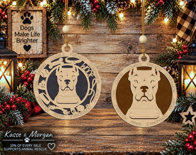 Personalized Dogo Argentino Ornament, Custom Engraved Dog Gift, Handcrafted Wood Pet Keepsake
