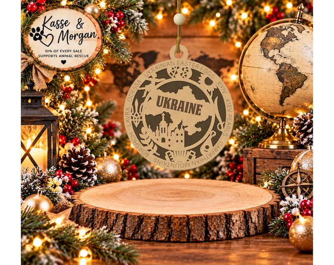 Personalized Ukraine Ornament, Ukraine Christmas Ornament, Ukrainian Gift, Ukraine Keepsake, Custom Country Ornament