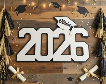 Personalized Graduation Year Wall Sign – Custom School Colors & Name – Class of Any Year