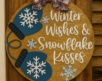 Custom Winter Mitten Door Hanger • Personalized Farmhouse Porch Decor