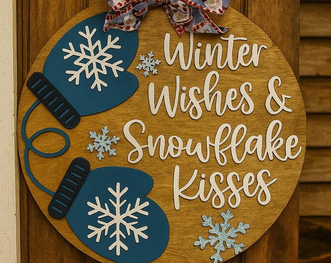 Custom Winter Mitten Door Hanger • Personalized Farmhouse Porch Decor