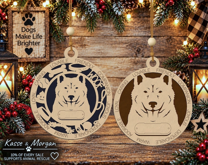 Personalized Jindo Dog Ornament, Custom Korean Breed Gift, Handcrafted Wood Pet Keepsake